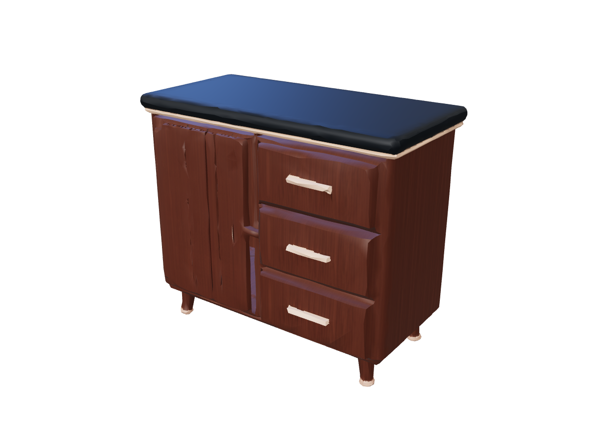 Fluted walnut cabinet: Reconstructed model